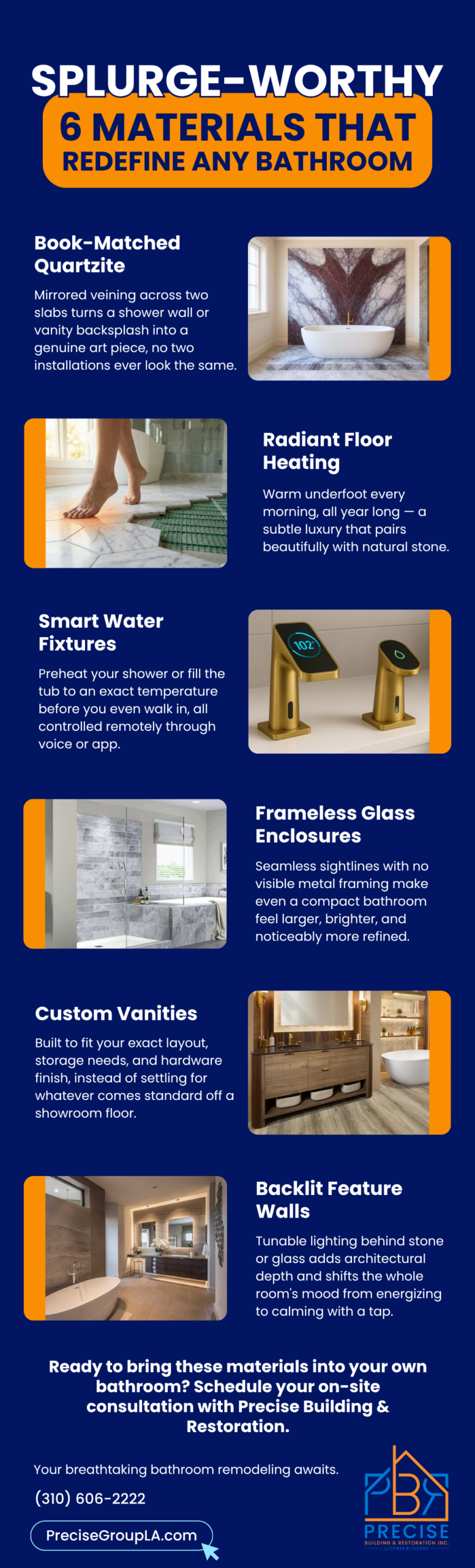 Splurge Worth 6 Materials That Transform Any Bathroom Infographic