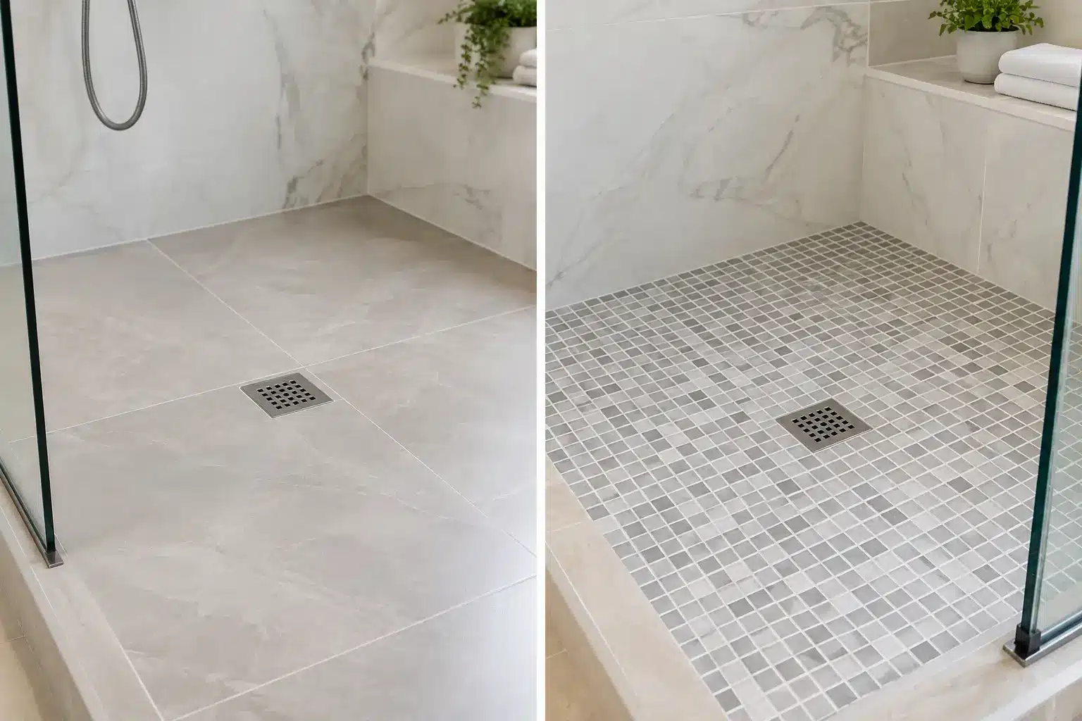 Large-Format Tile vs. Mosaic Tile for a Shower Floor