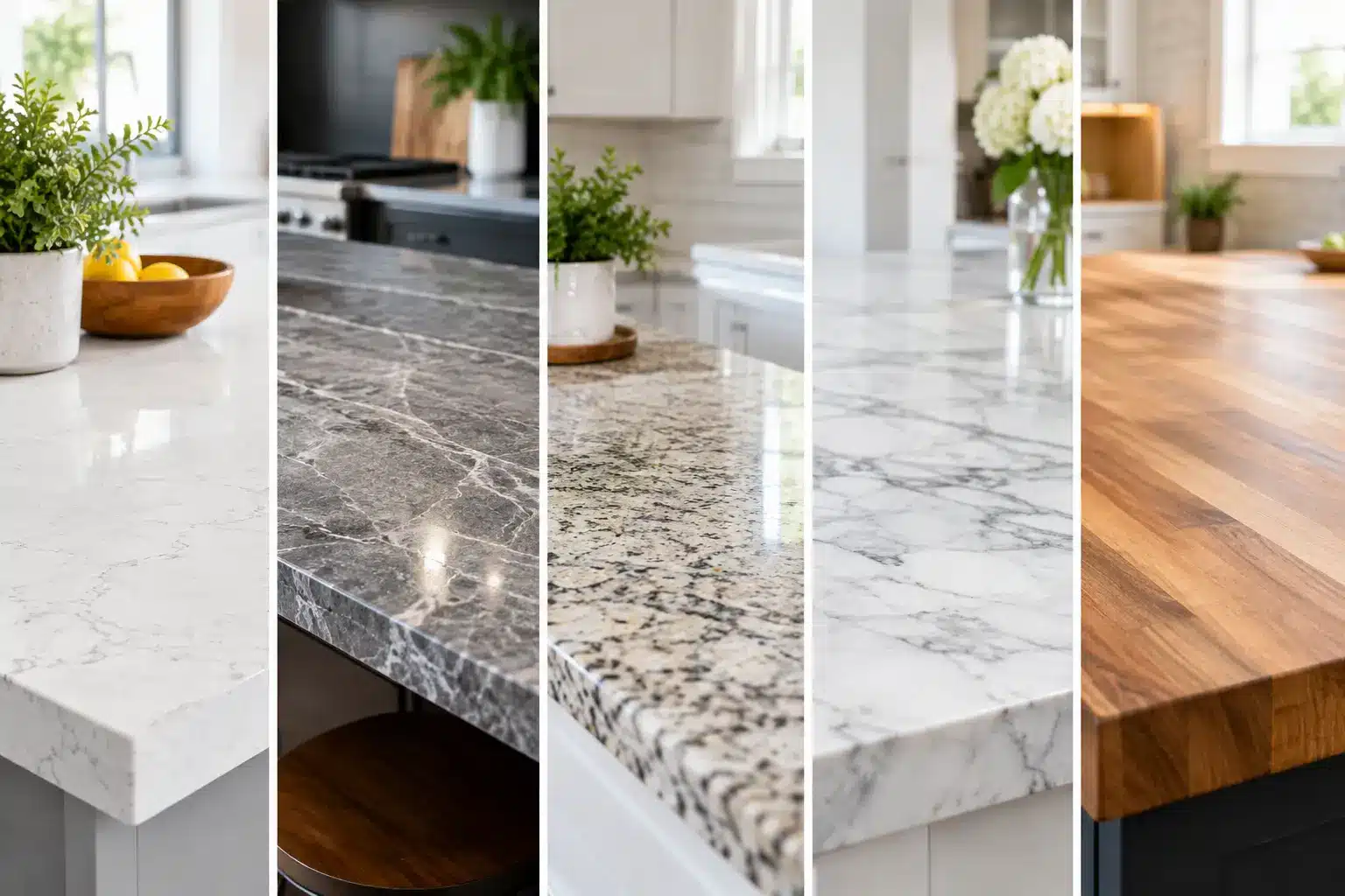 Quartz, Quartzite, Granite, Marble or Butcher Block Counters